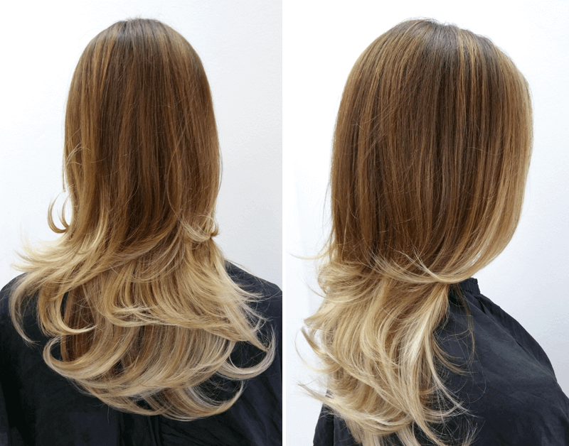 Frisur nach der Balayage-Strähnentechnik