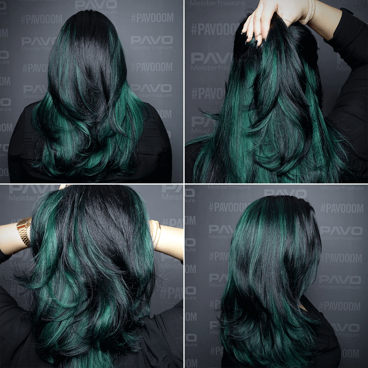 Schwarz Grüne Haare
